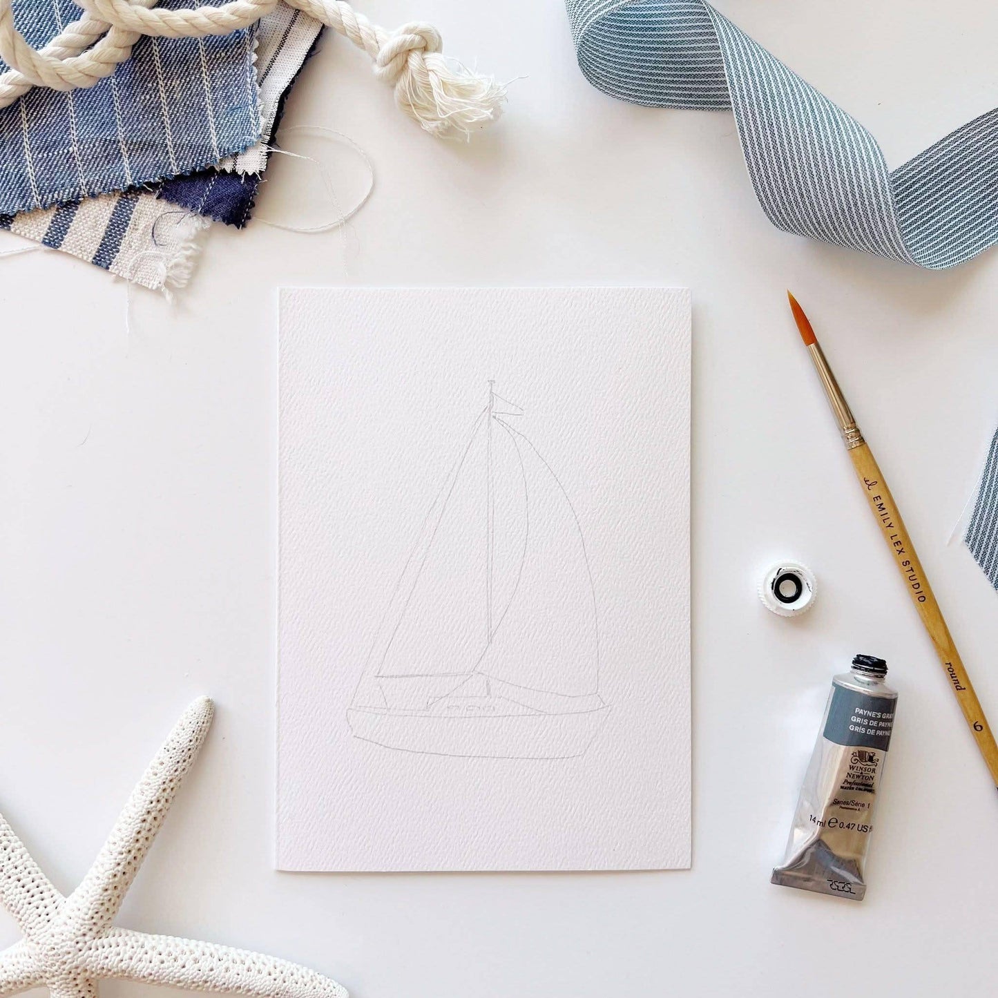 Seaside paintable watercolor notecard set