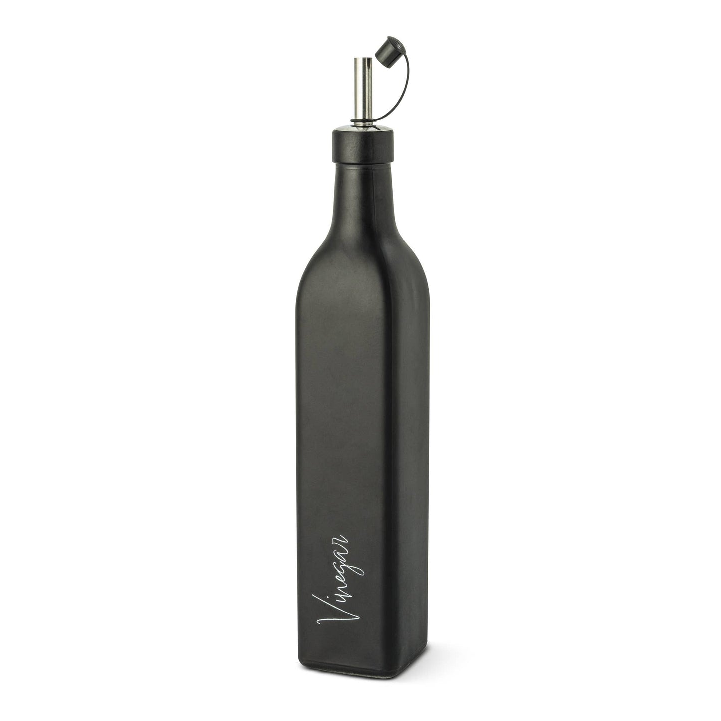Glass Cruets - Matte Black Oil or Vinegar Script