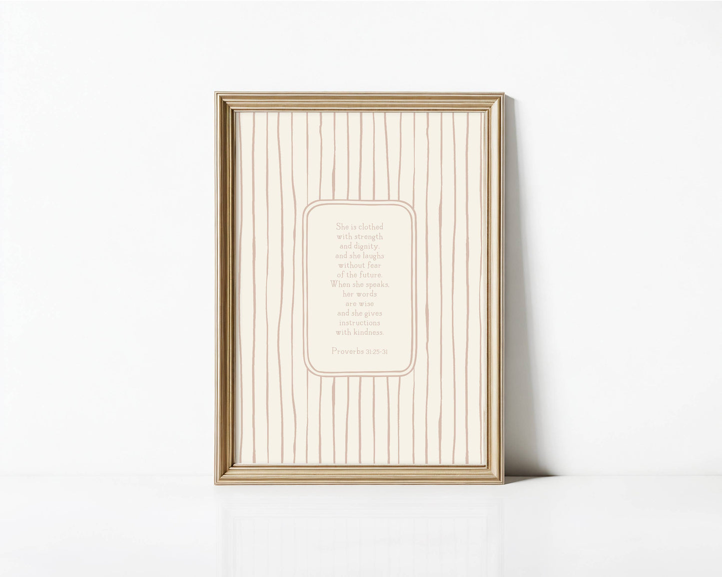 Girls Bible Verse (Proverbs 31:25-31) Christian Art Print: 5" x 7" (vertical)