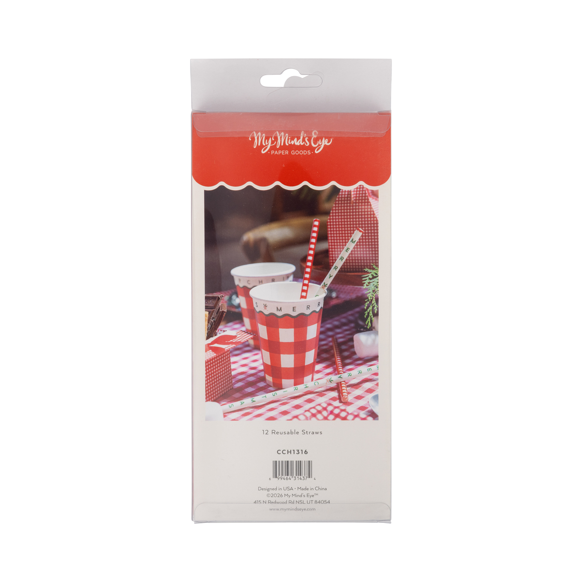 CCH1316 - Gingham Merry Christmas Straws