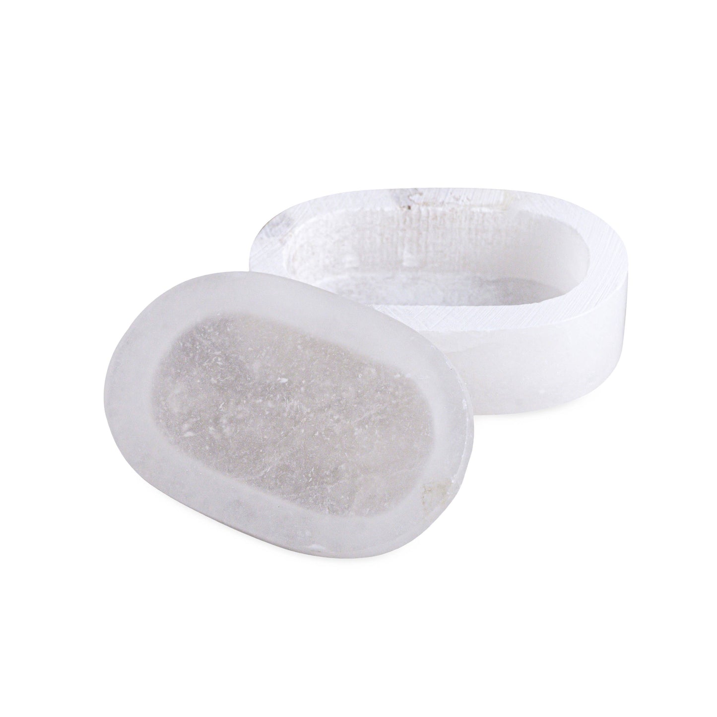 White Alabaster Oval Display Box