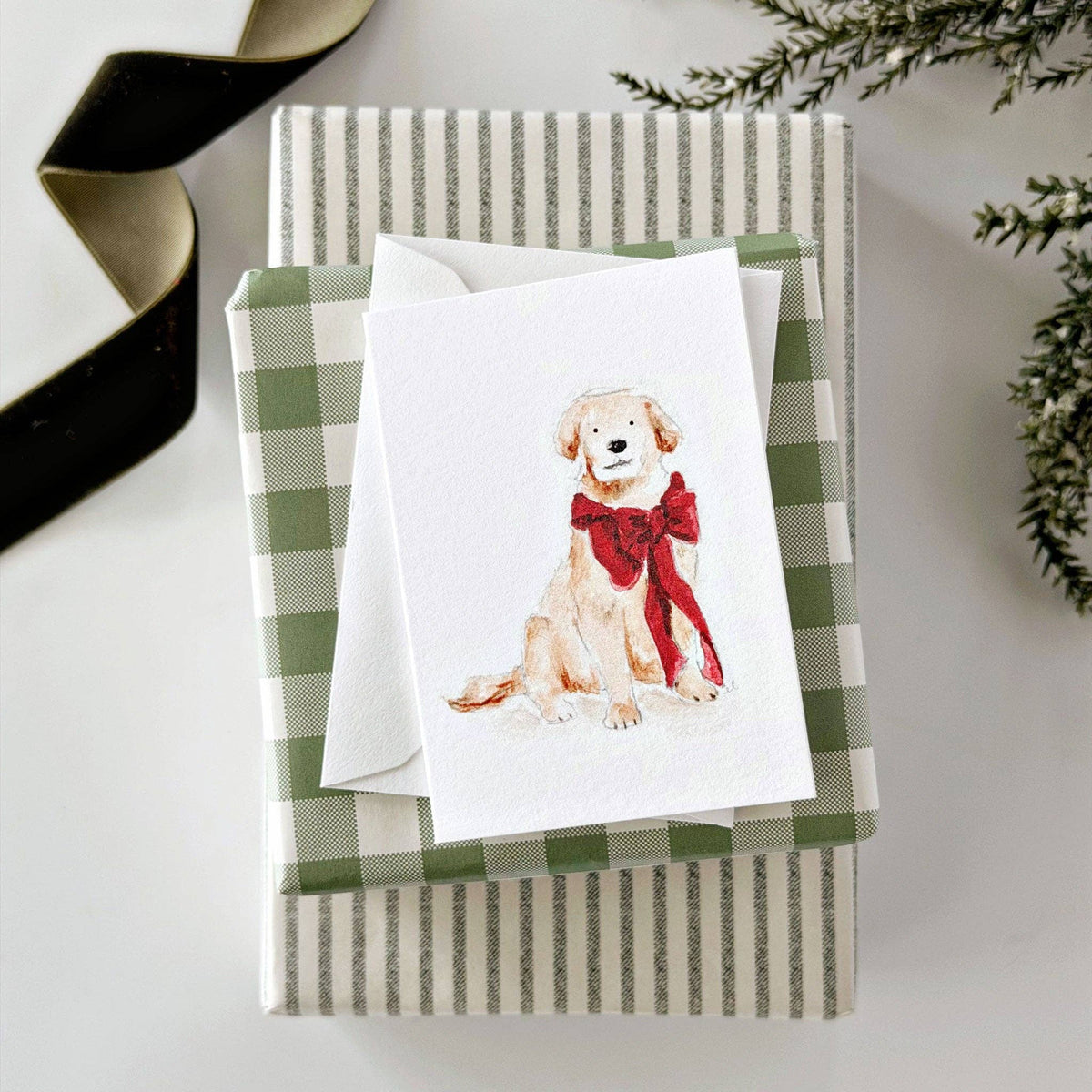 Festive pup mini enclosure notecard