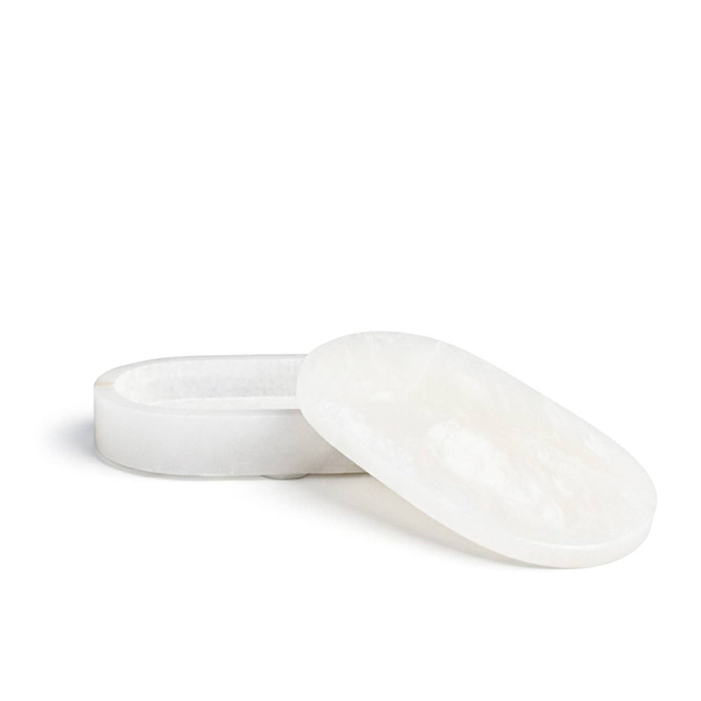 White Alabaster Oval Display Box