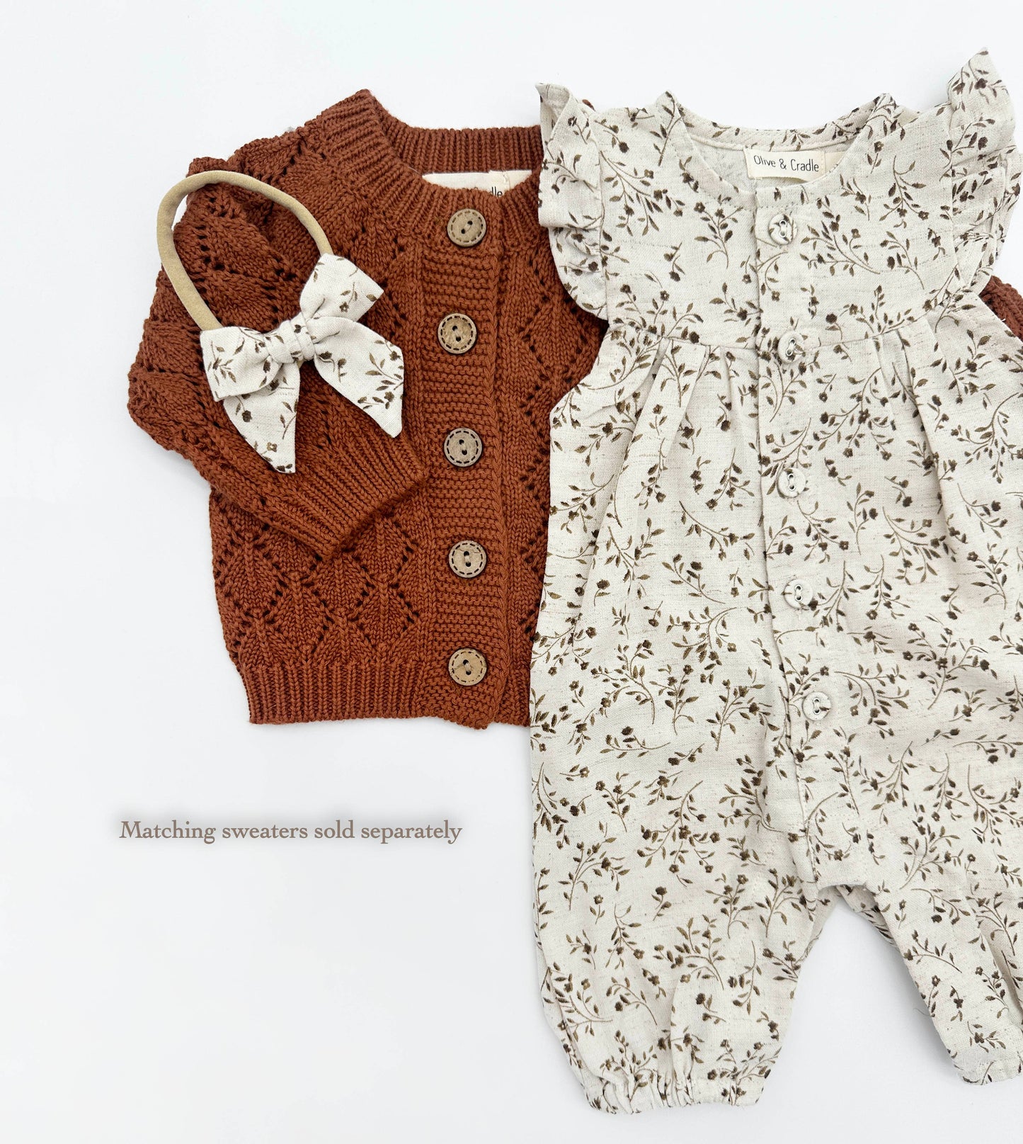 Wheat Floral Jennifer + Bow: 0-3 months