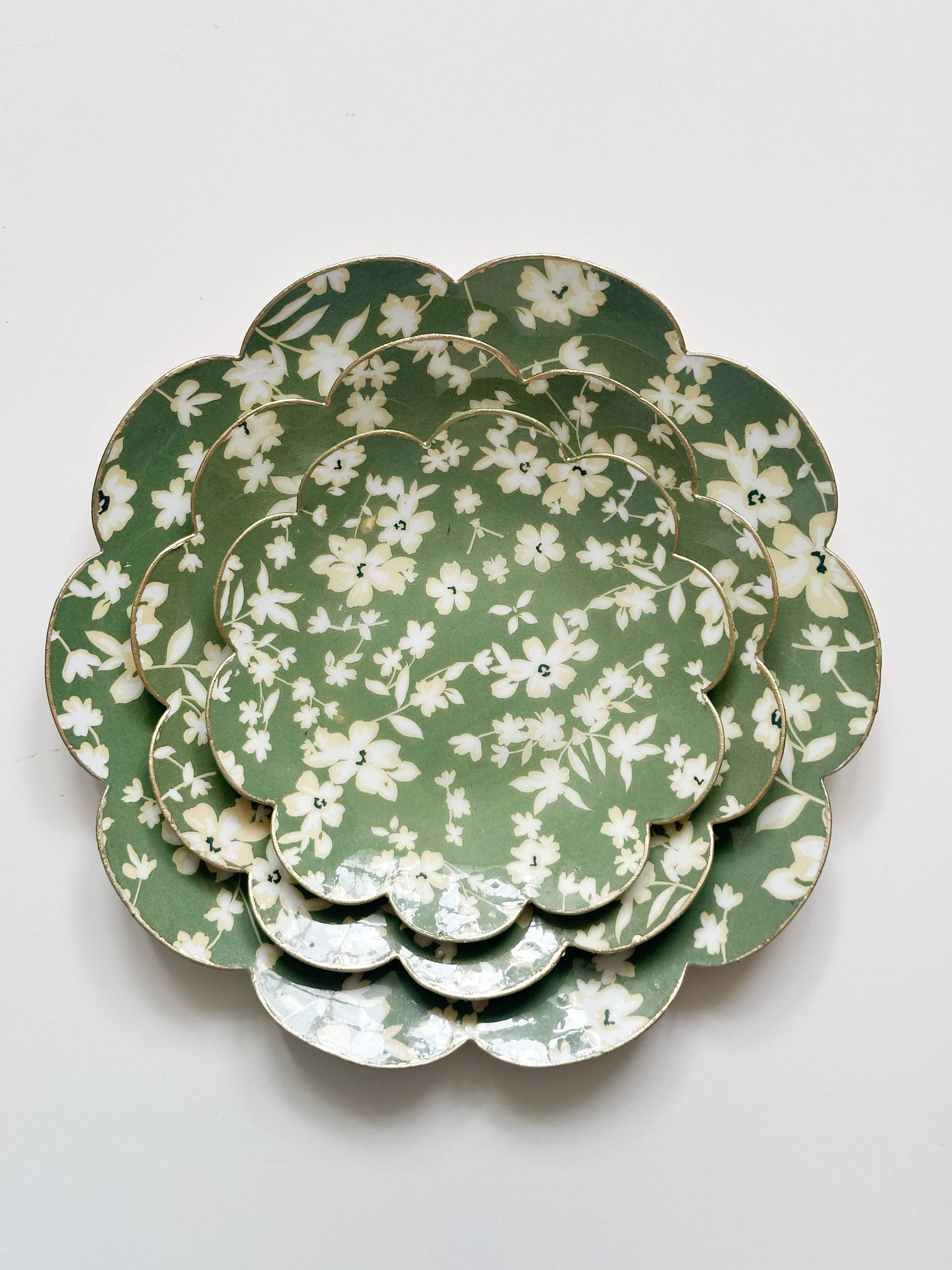 Green Floral Trays
