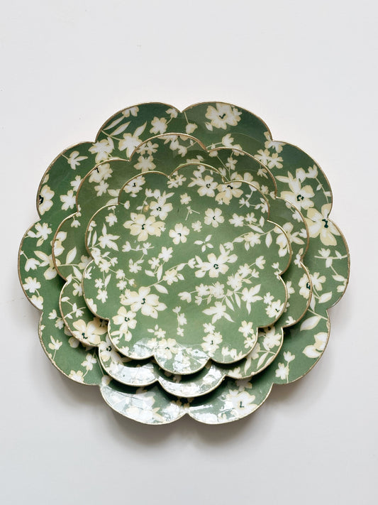 Green Floral Trays