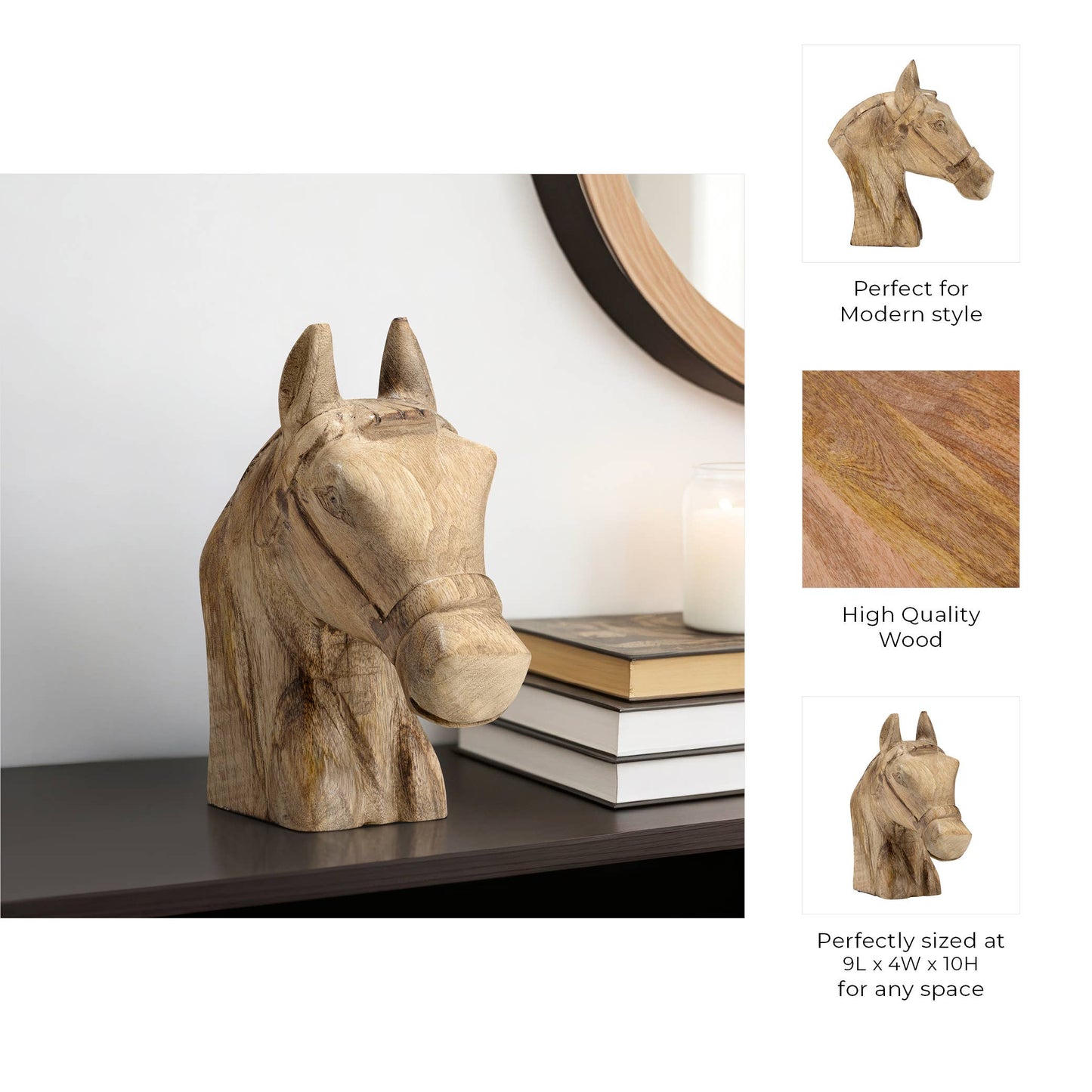 Wooden Modern Novelty Horse Head Figurine