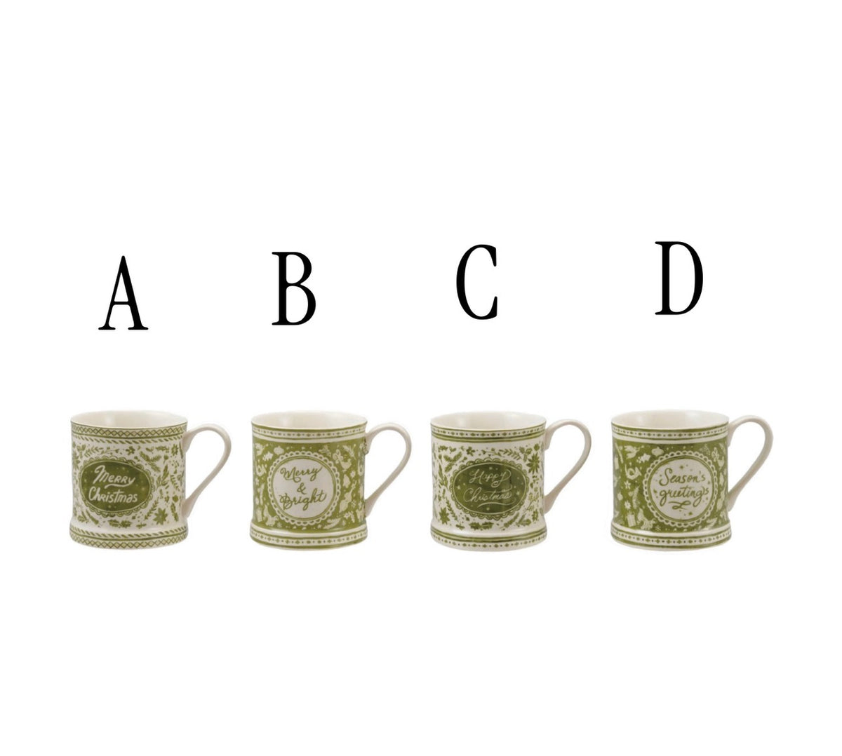 Stoneware Mug with Holiday Design & Saying, 4 Styles ©