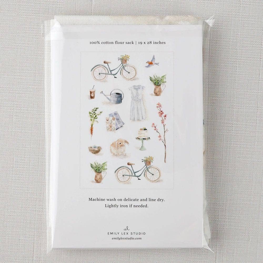 Springtime cotton flour sack tea towel