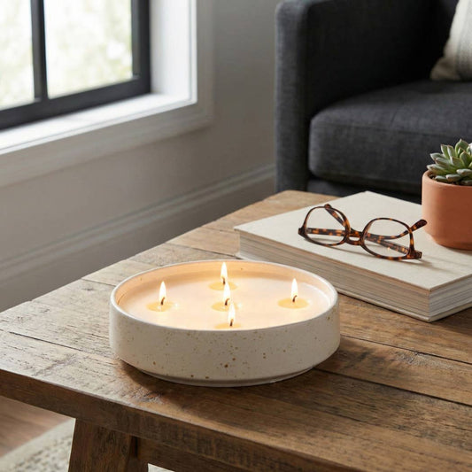 Scented Candle -  Lily Pear in Glazed Ceramic Bowl, 25 Oz