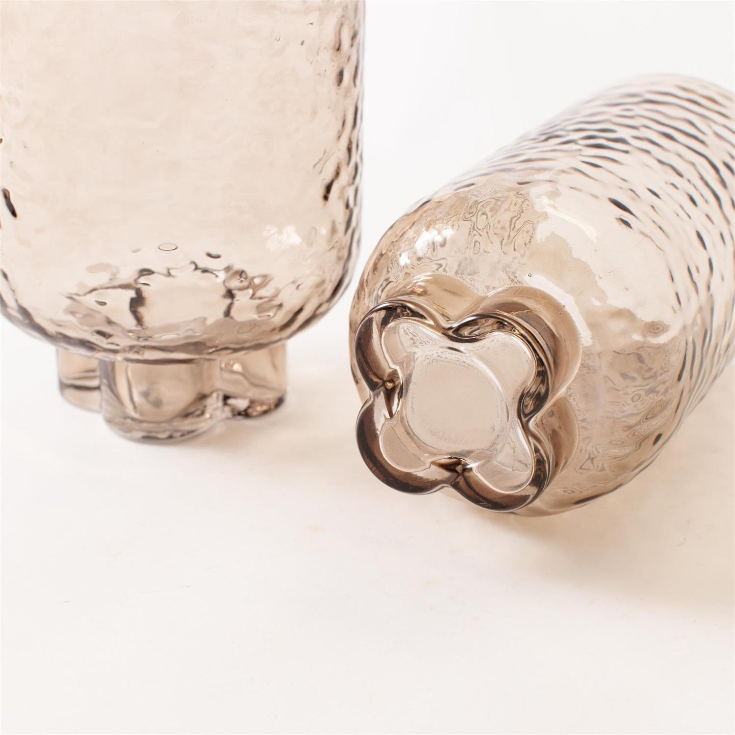 SMOKEY AMBER HAMMERED GLASS VASES