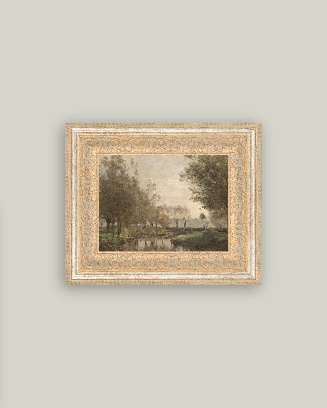 The Creek Framed Antique Art: 12x10