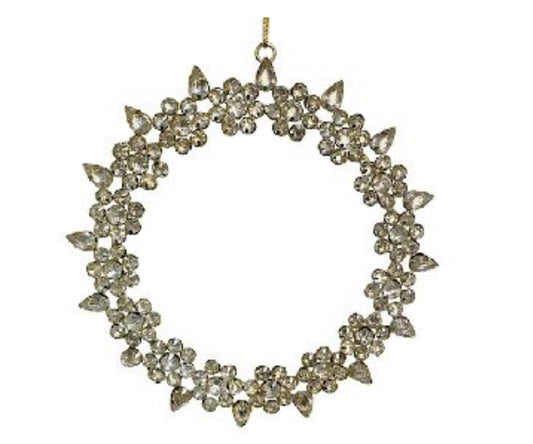 Large Rhinestone Wreath Ornament Gold Frame Ornament
