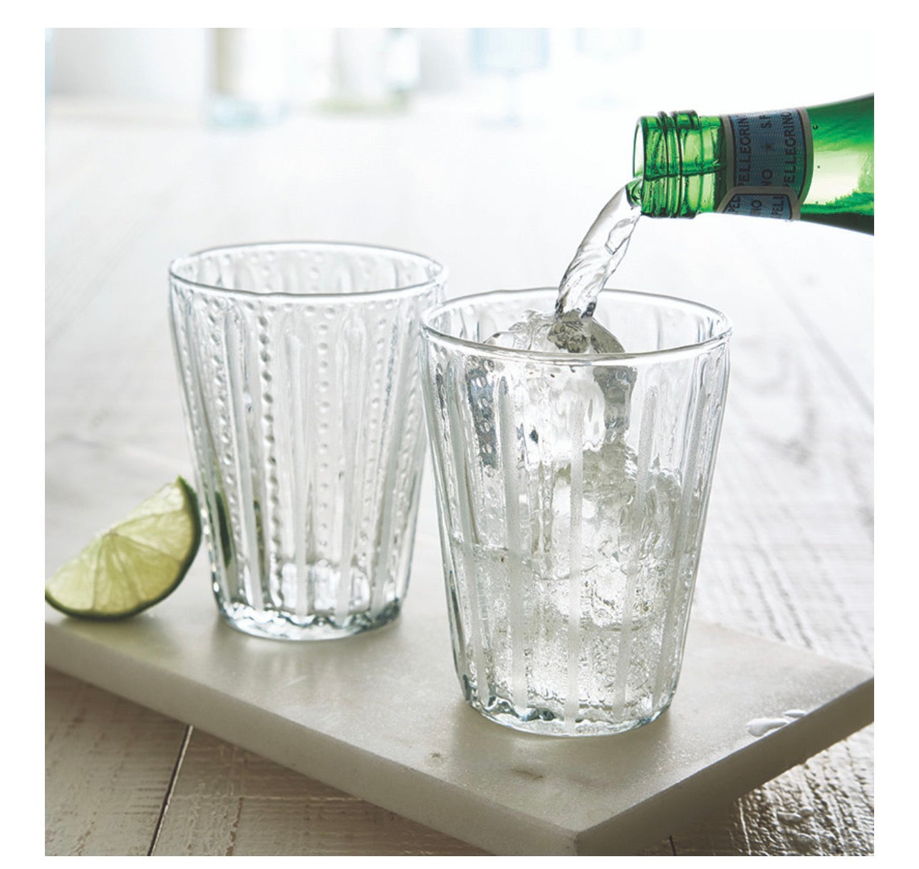 Water Glasswith White Stripe