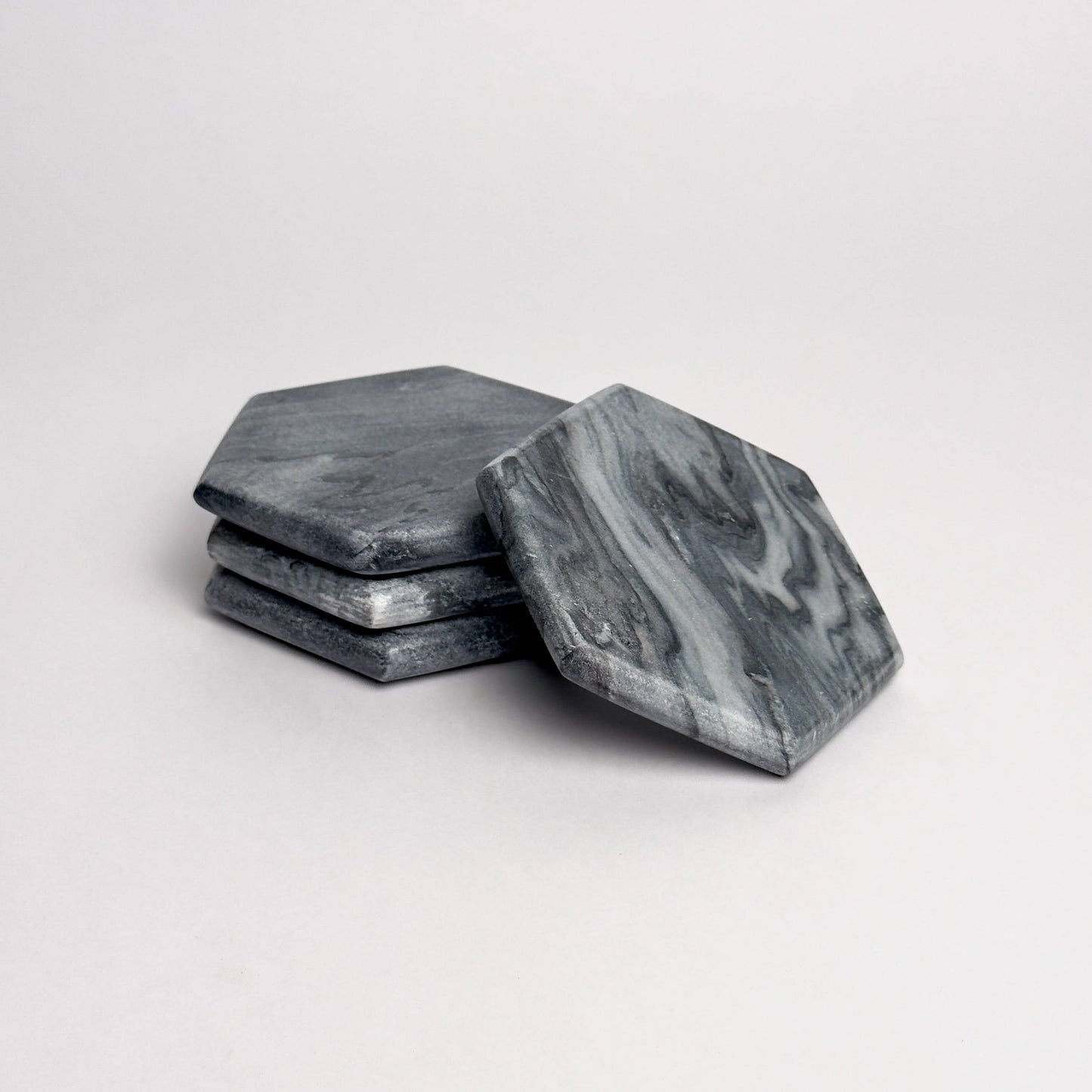 Gray Stone Hexa. Coaster S/4