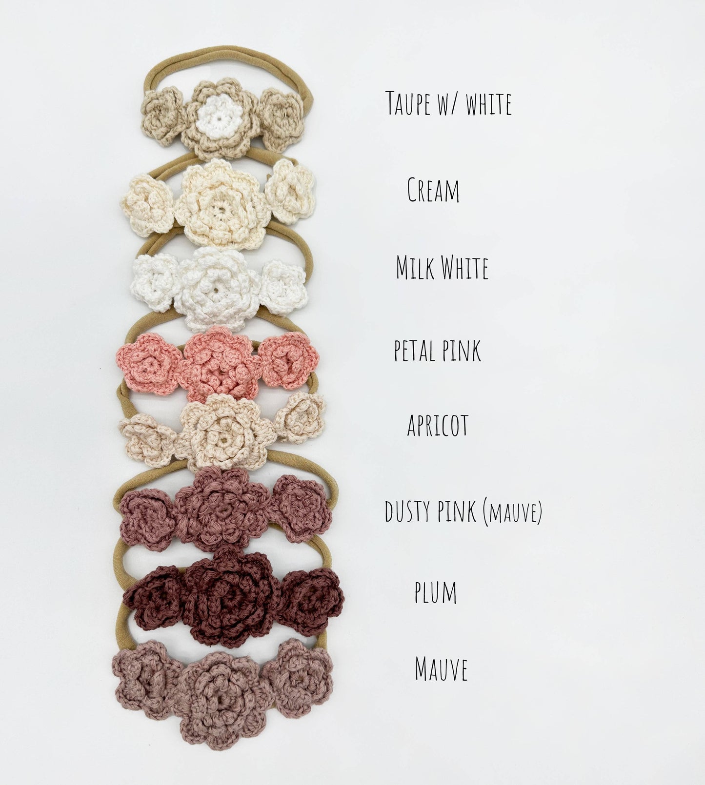 Crochet Flower Headband: With Card / Cream / Triple Flower