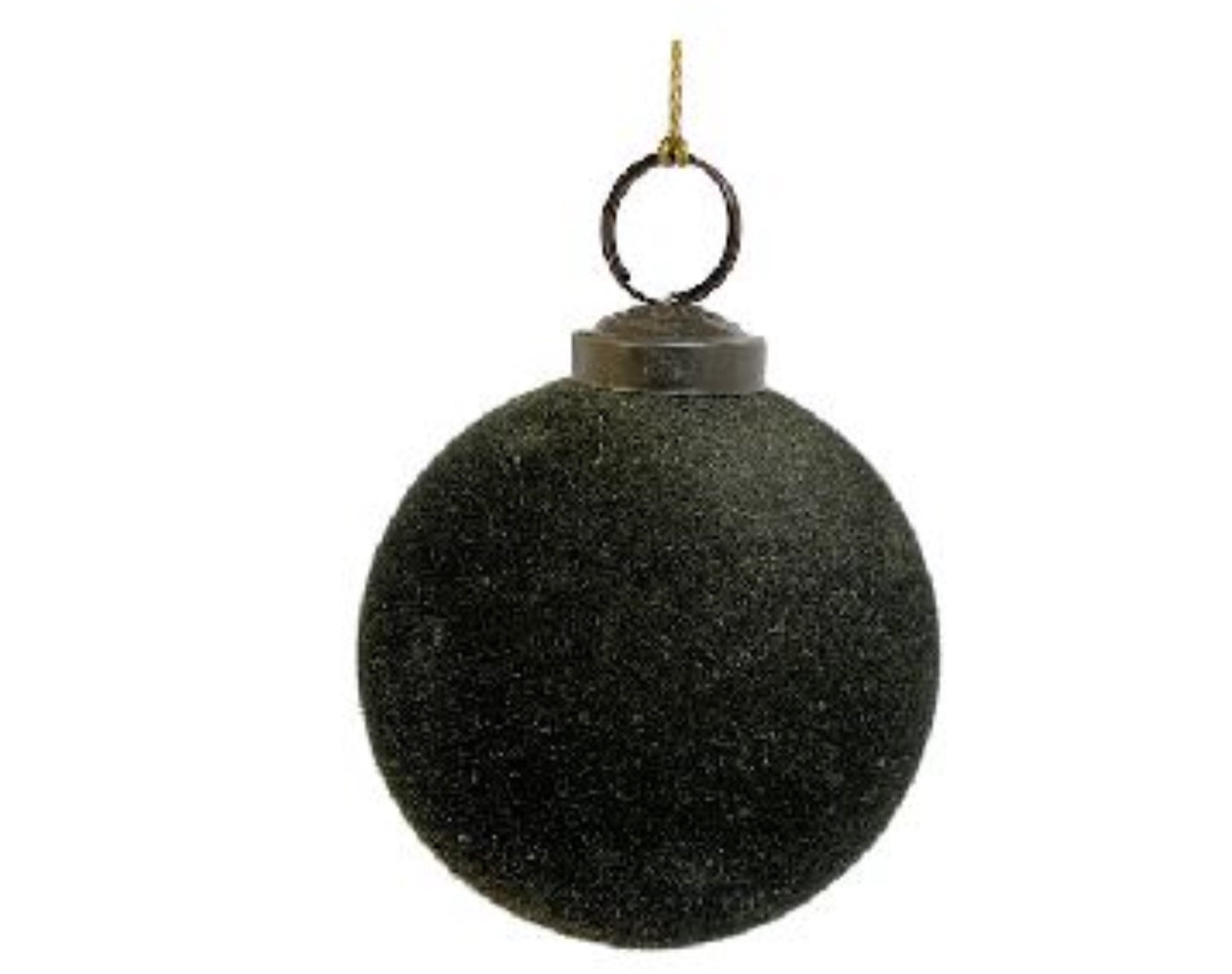 Glass Moss Green Velvet Ball Ornament