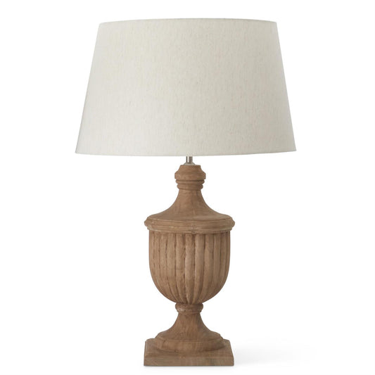 Natural Mango Wood Lamp w/Beige Shade