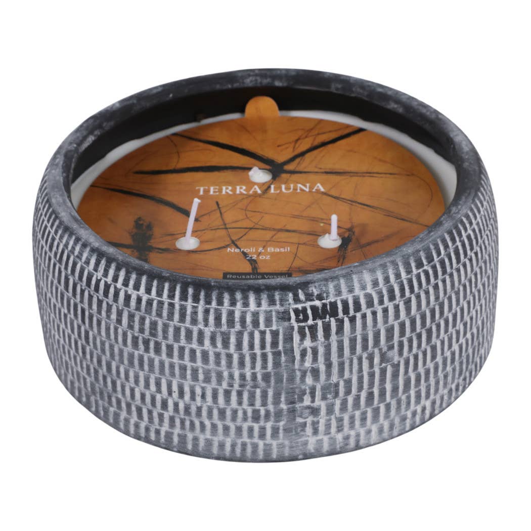 Candle - Neroli and Basil Black Ceramic Textured, 22 Oz