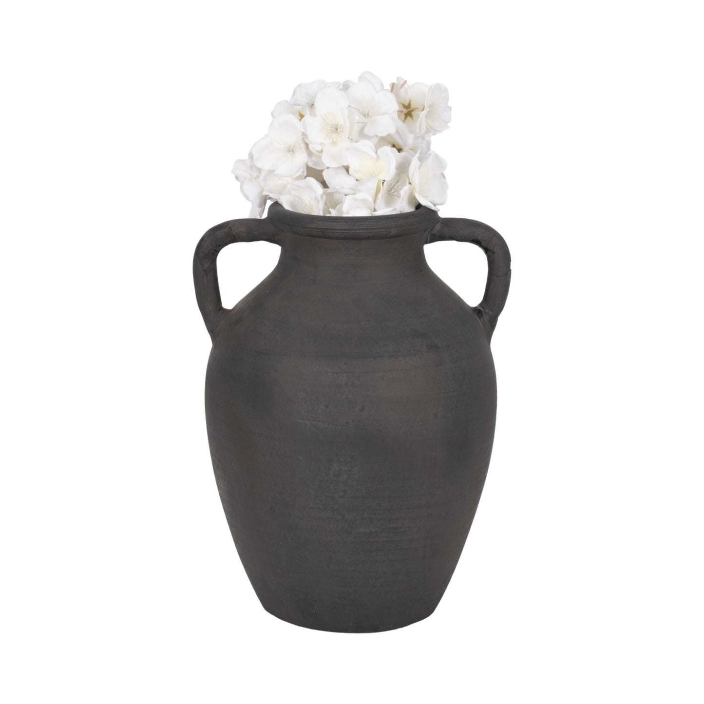 Ceramic Double Handles Decorative Vase - Black