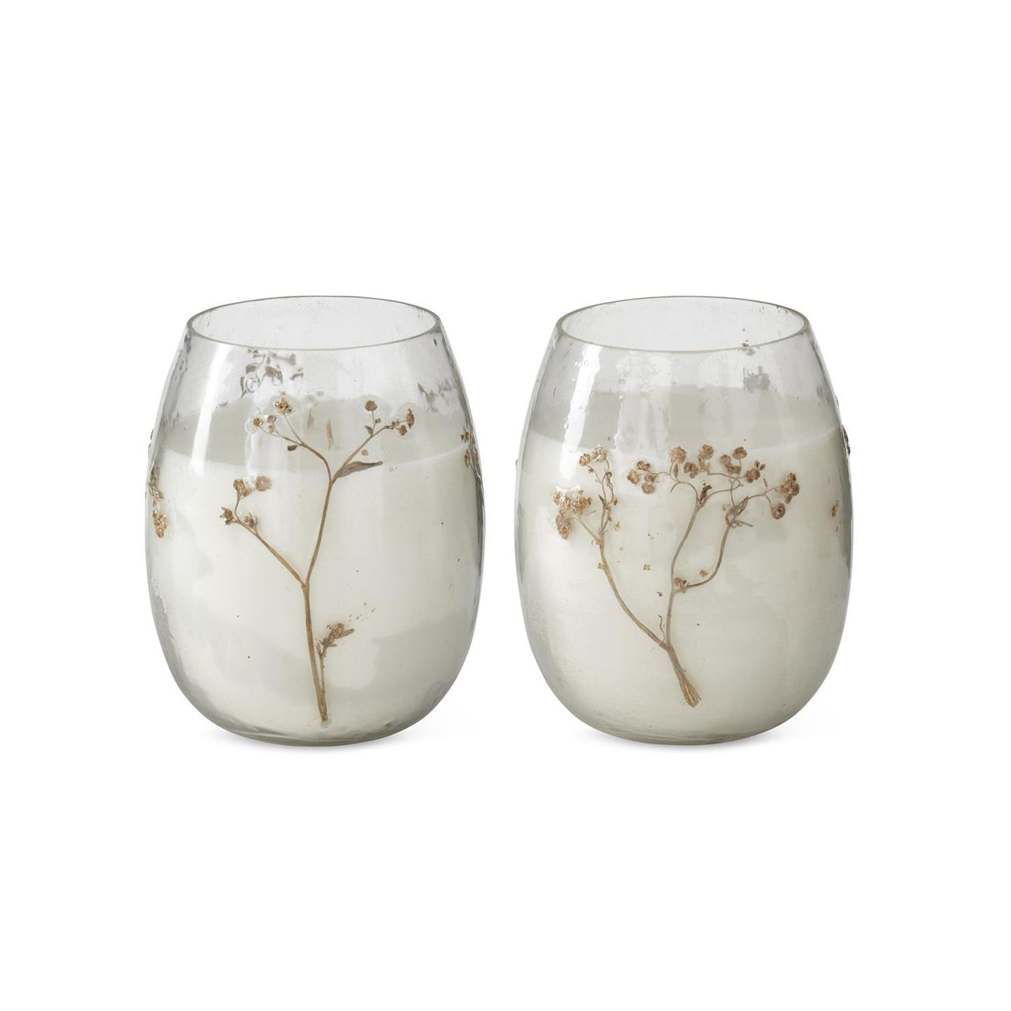 DRIED BUD GLASS VASE FILLED 2 WICK CANDLES (2 SCENTS TO CHOOSE FROM)