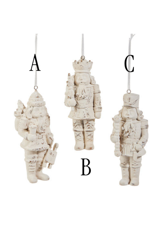 WHITEWASH NUTCRACKER ORNAMENT