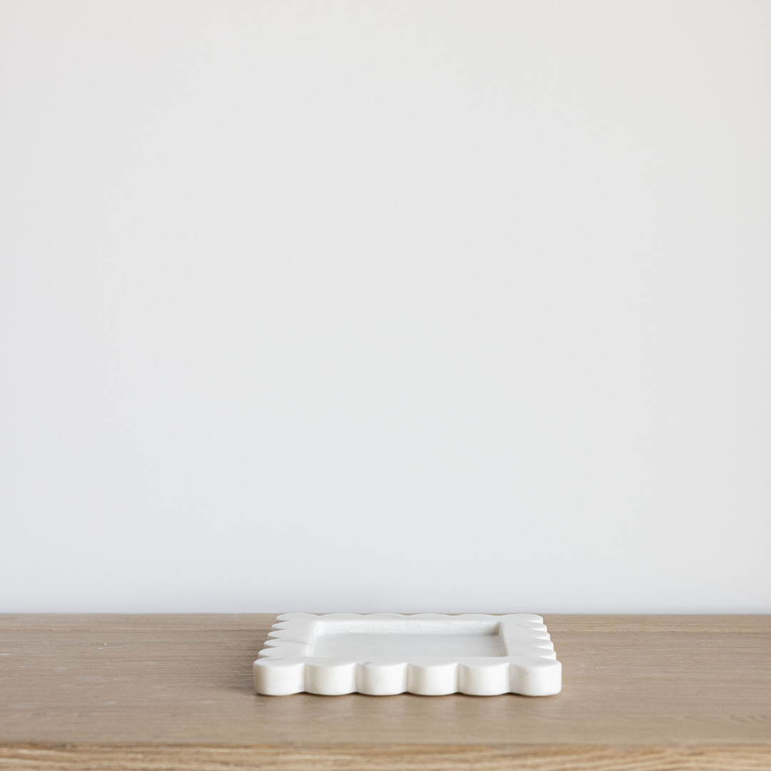 White Marble Scalloped Tray