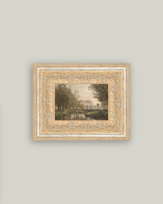 The Creek Framed Antique Art: 9x7