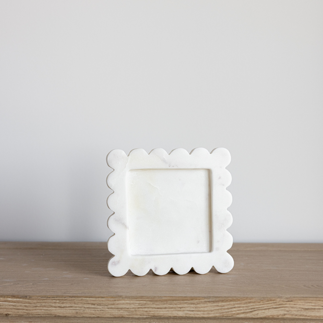 White Marble Scalloped Tray