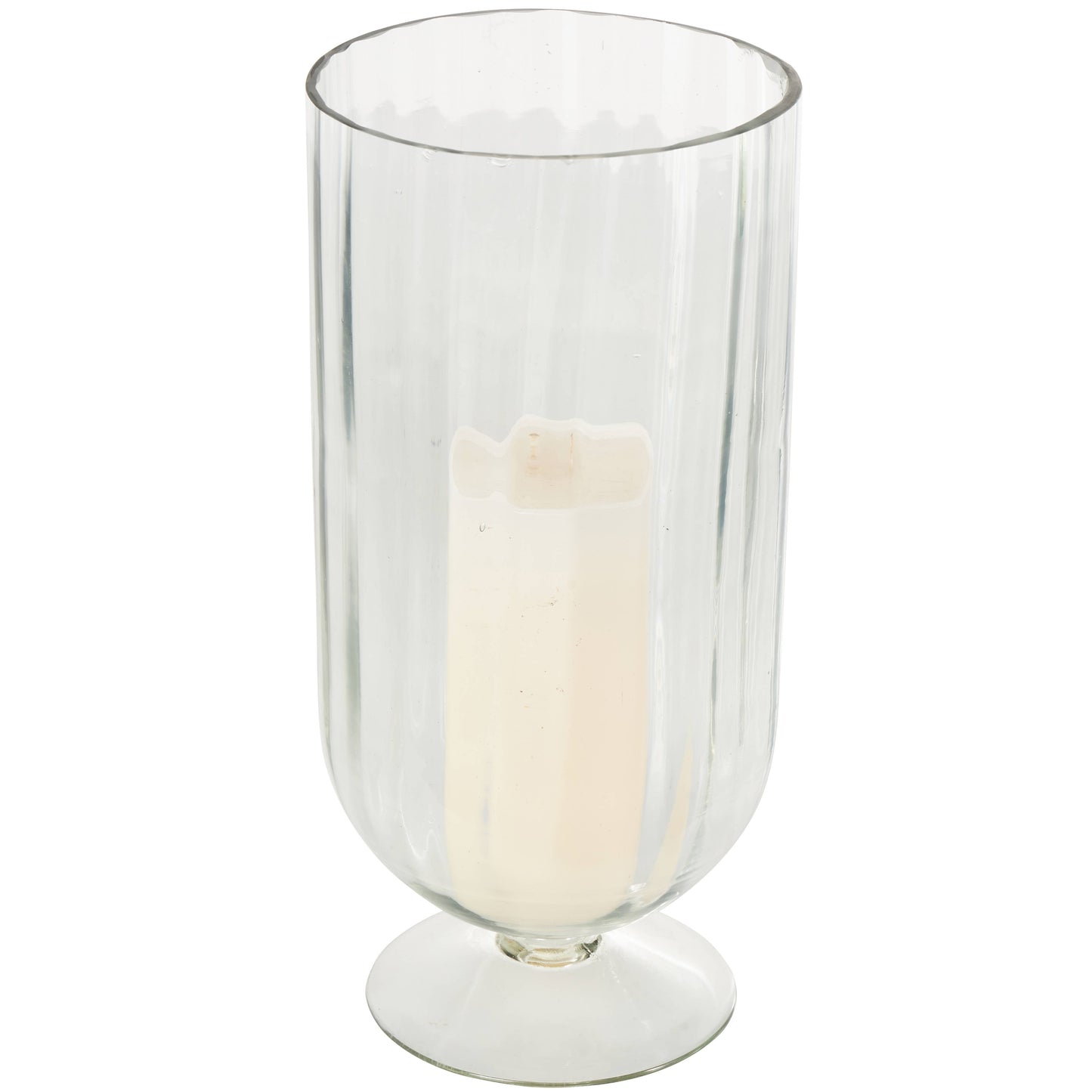 Modern Clear Glass Candle Holder: Clear / Clear