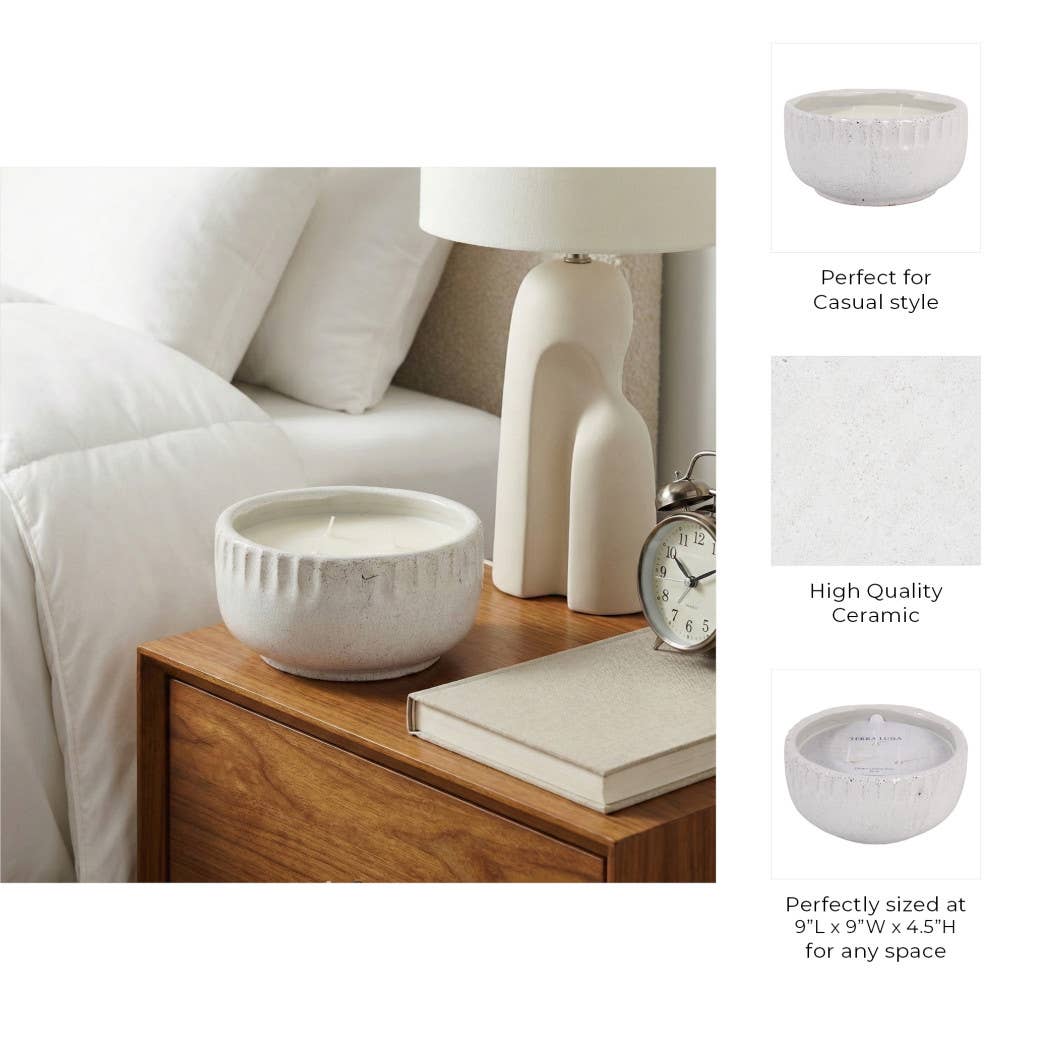 Candle - Lemon Ginger Scented White Ceramic Wax, 35 Oz