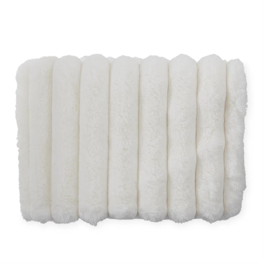 Cream Faux Fur Throw Blanket