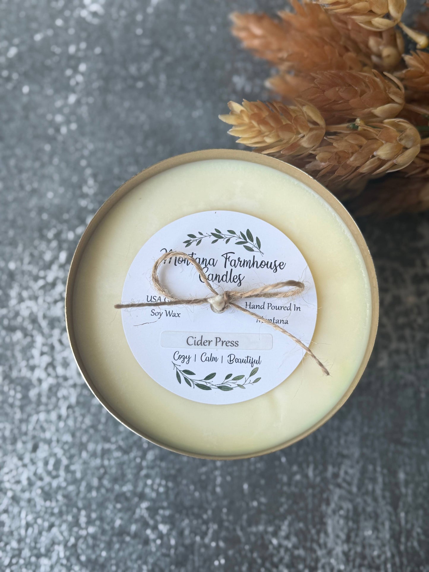 Brushed Gold Bowl -14 ounces  : Mountain Meadow (Citrus-Sage-Sugar-Strawberry-Evergreen)