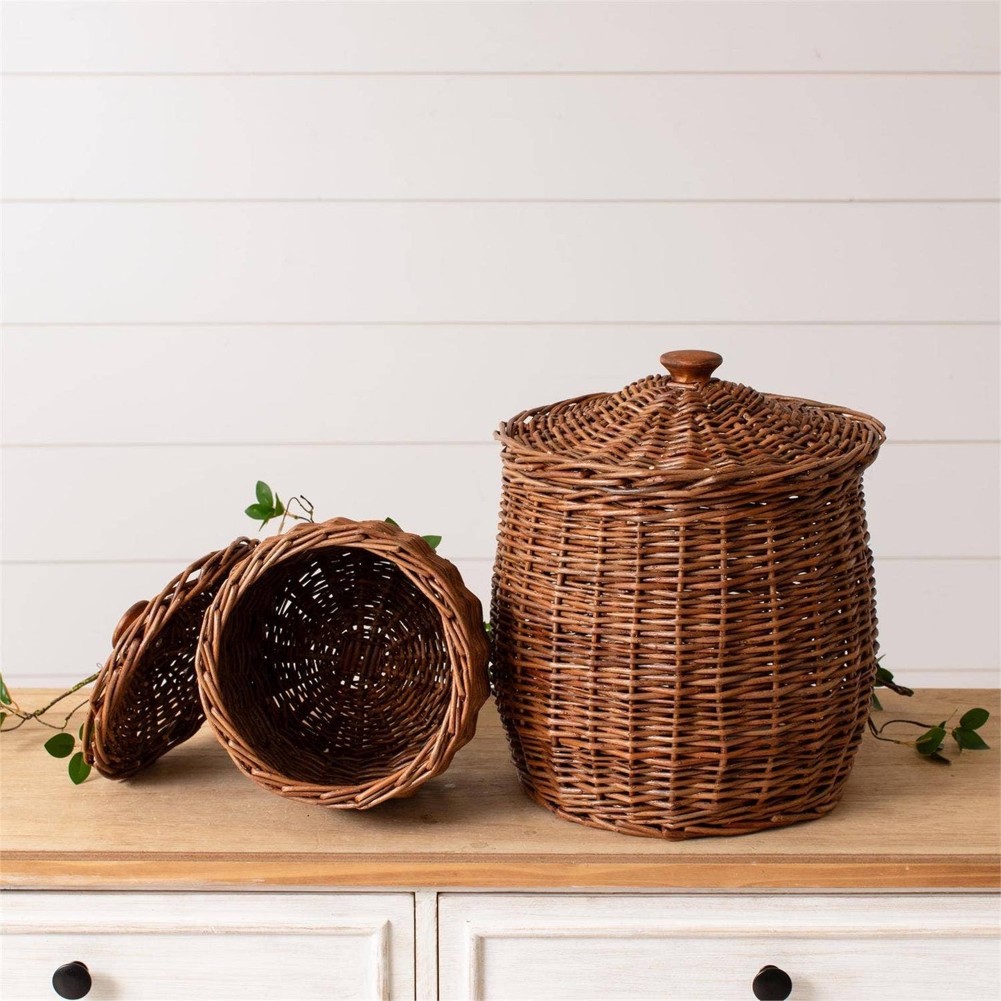Wicker Storage Basket With Lid