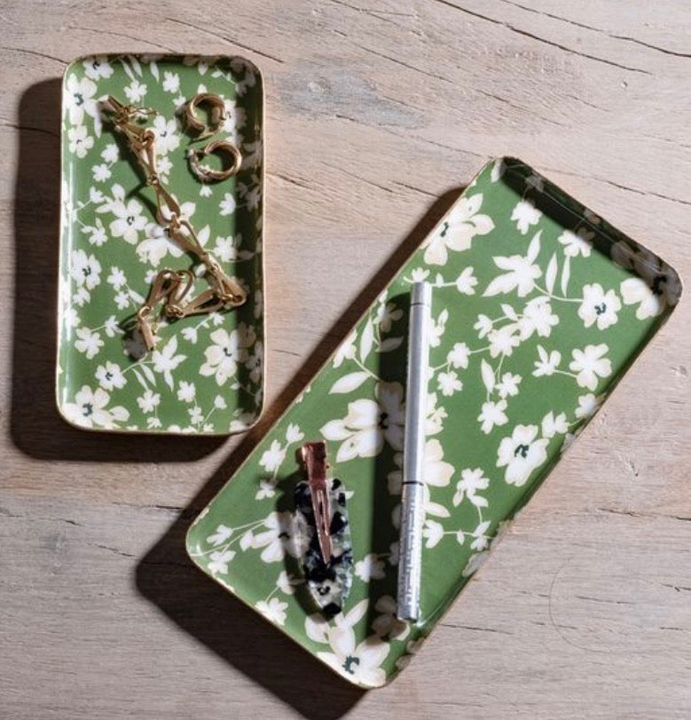 Green Floral Trays