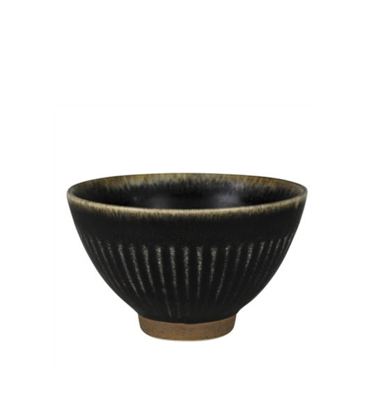 RIBBED BOWL, CERAMIC, BLACK