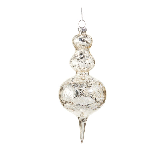 Silver Mercury Glass Finial Ornament