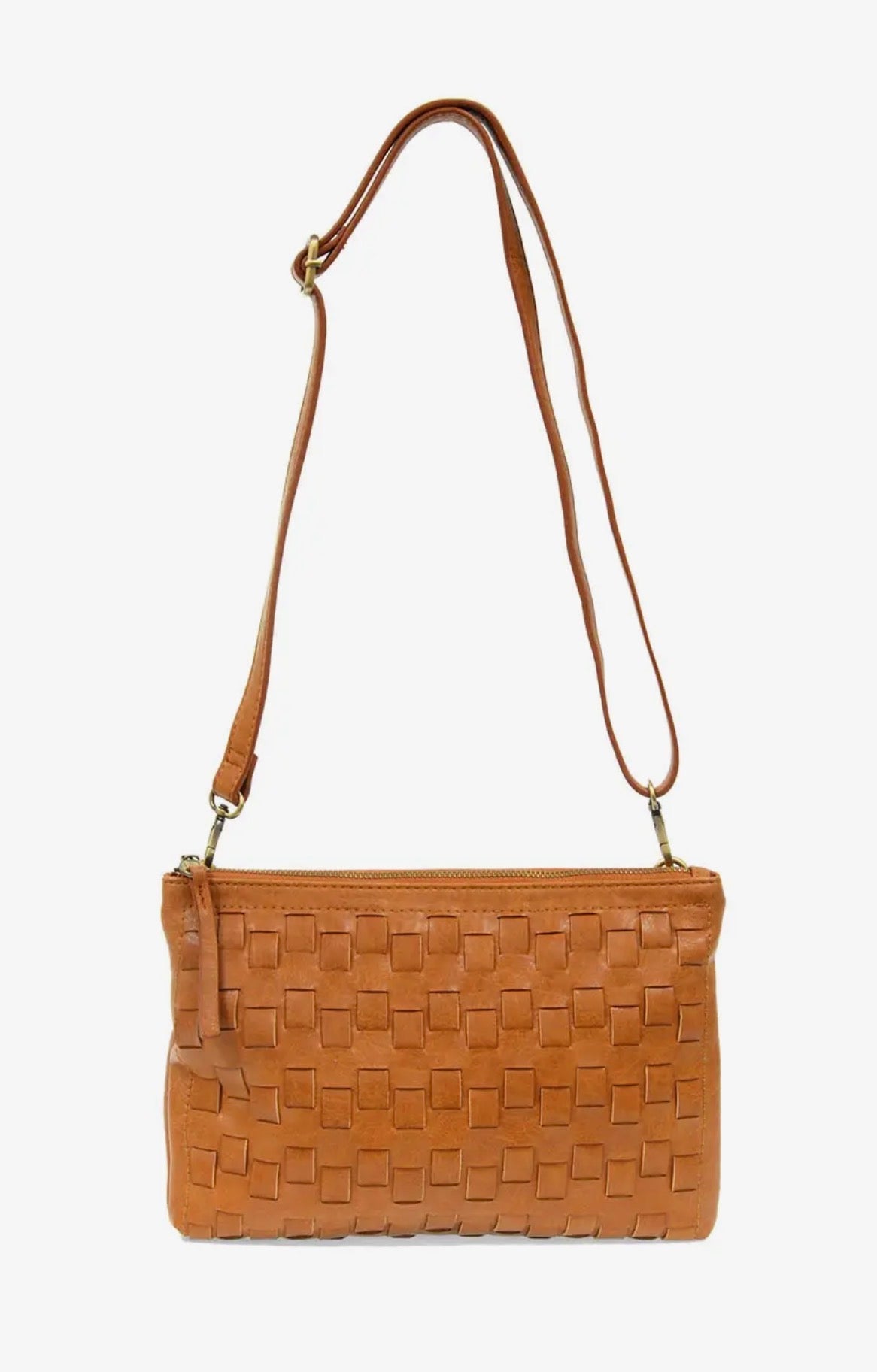 Cognac Quinn Woven Convertible Crossbody Clutch