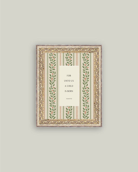 A Child is Born Framed Antique Art: 8x10