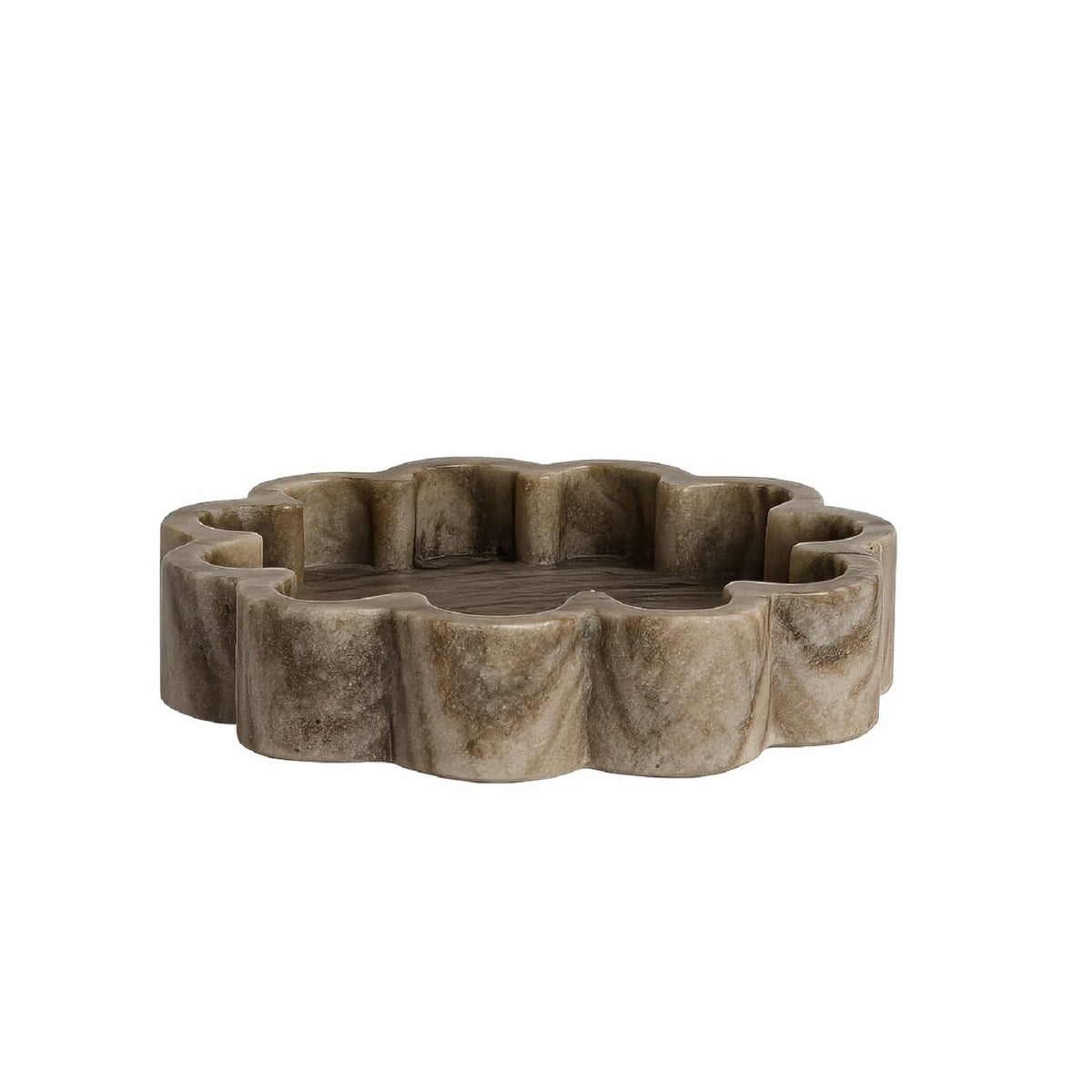 Organic Shaped Marble Ribbed Brown Tray: Brown / MARBLE