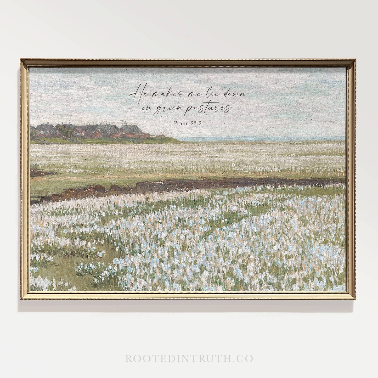 Pastures Vintage Wall Art Print Christian Gift Decor Psalm: 8x10