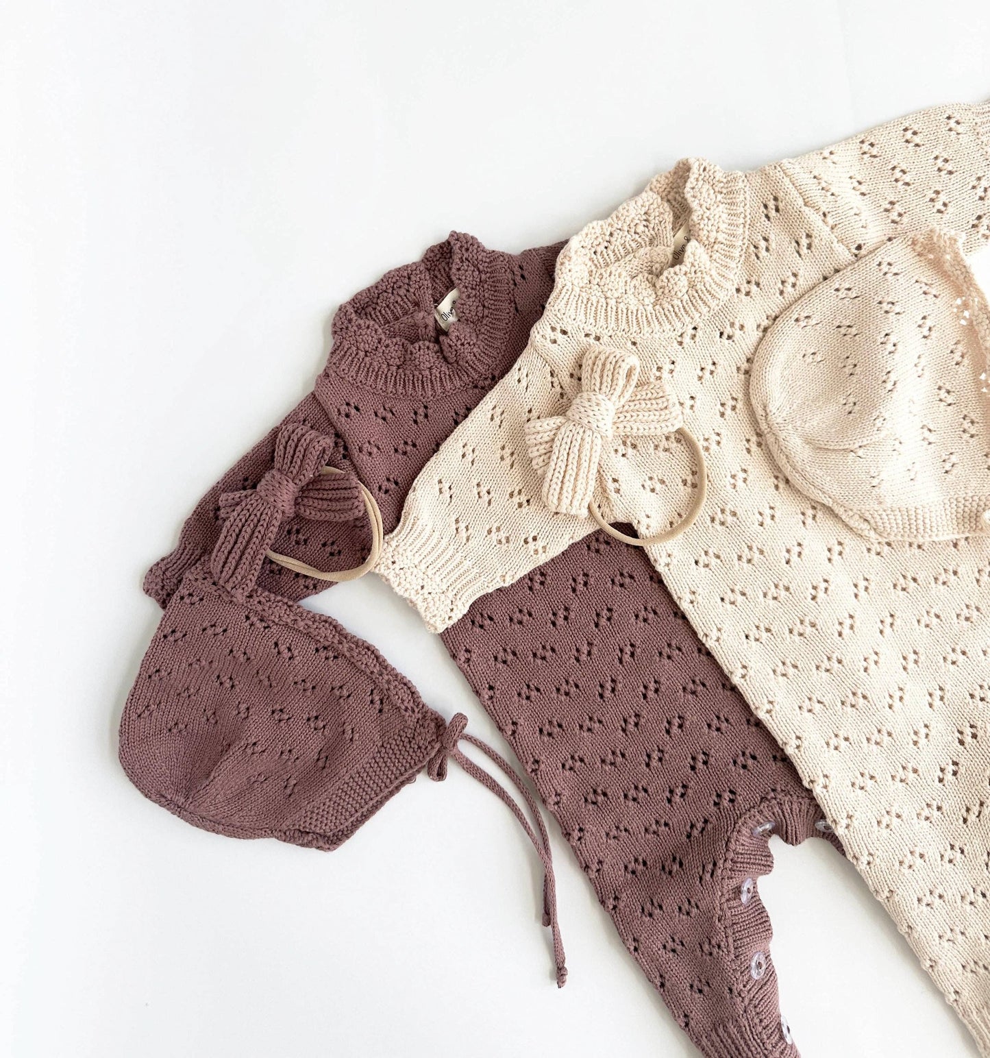 Grace Jumpsuit 2pc: APRICOT w/Bonnet / 3-6 months