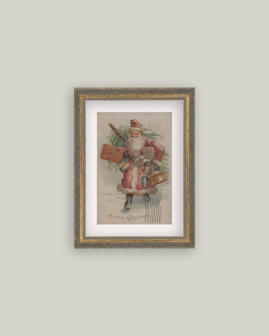 Neutral Santa Framed Antique Art: 12x16