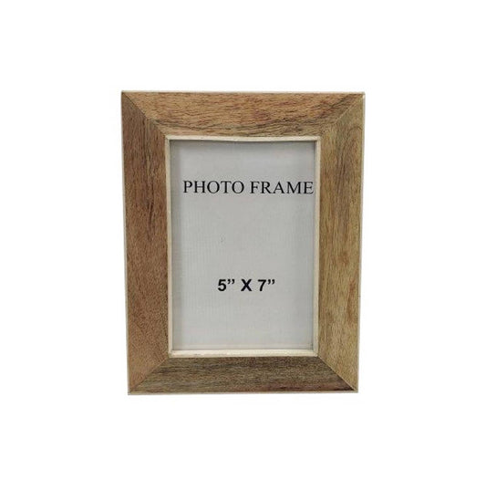 5x7” Wood Picture Frame w/ White Resin Border