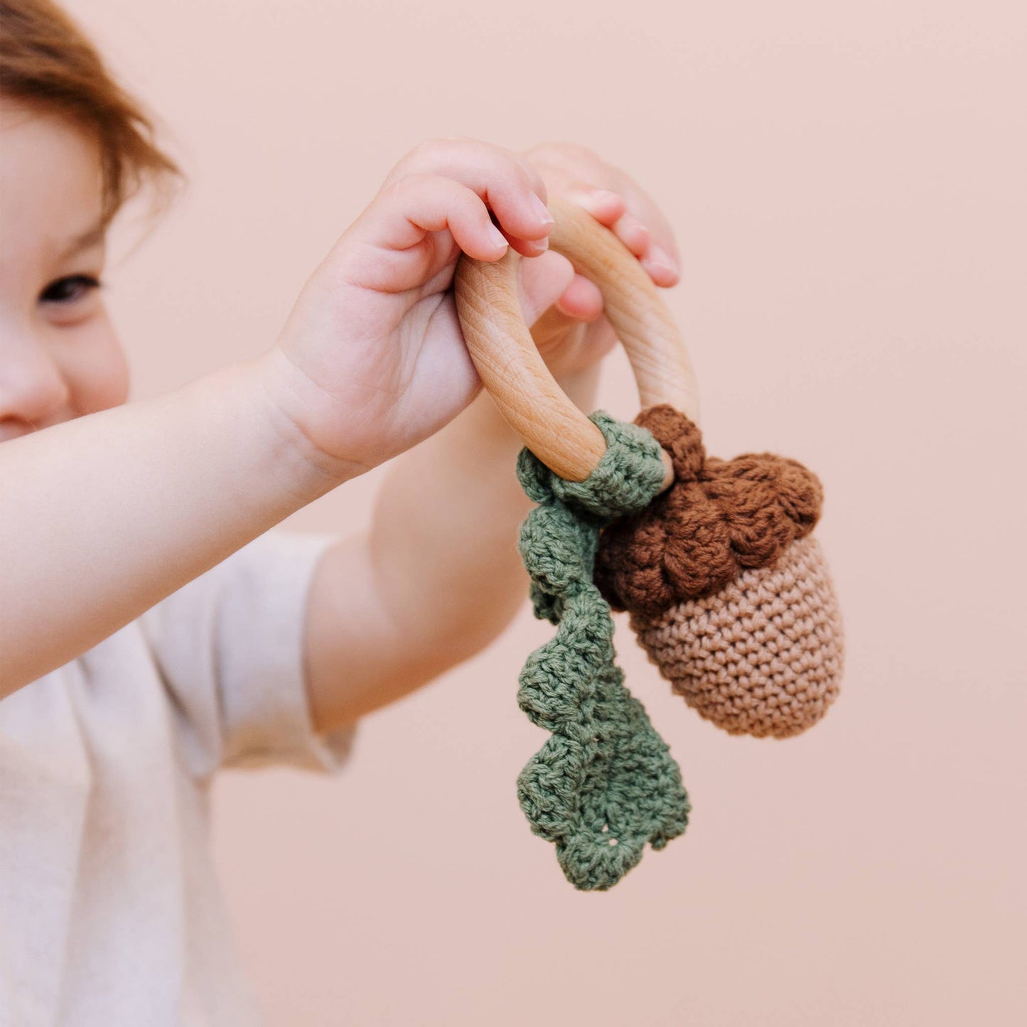 Cotton Rattle Teether Acorn