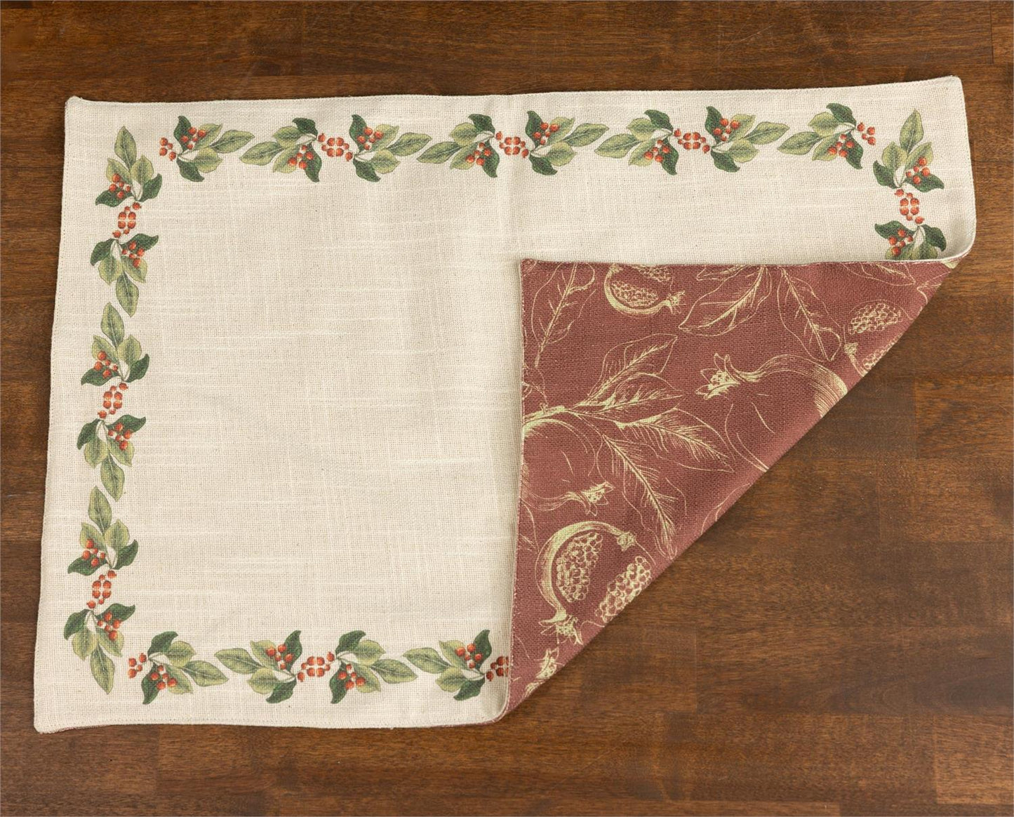 REVERSIBLE PLACEMAT - POMEGRANATE AND HOLLY