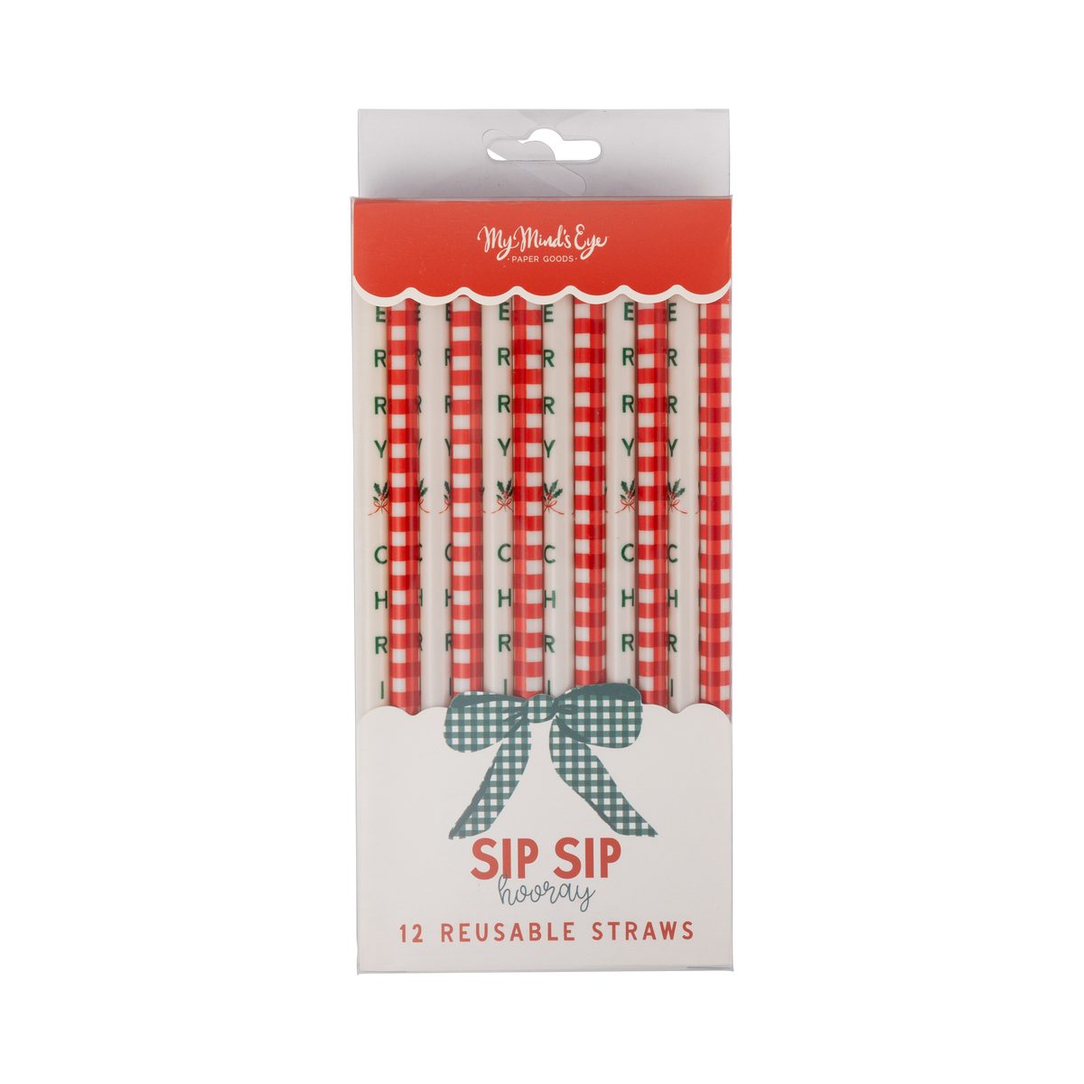 CCH1316 - Gingham Merry Christmas Straws