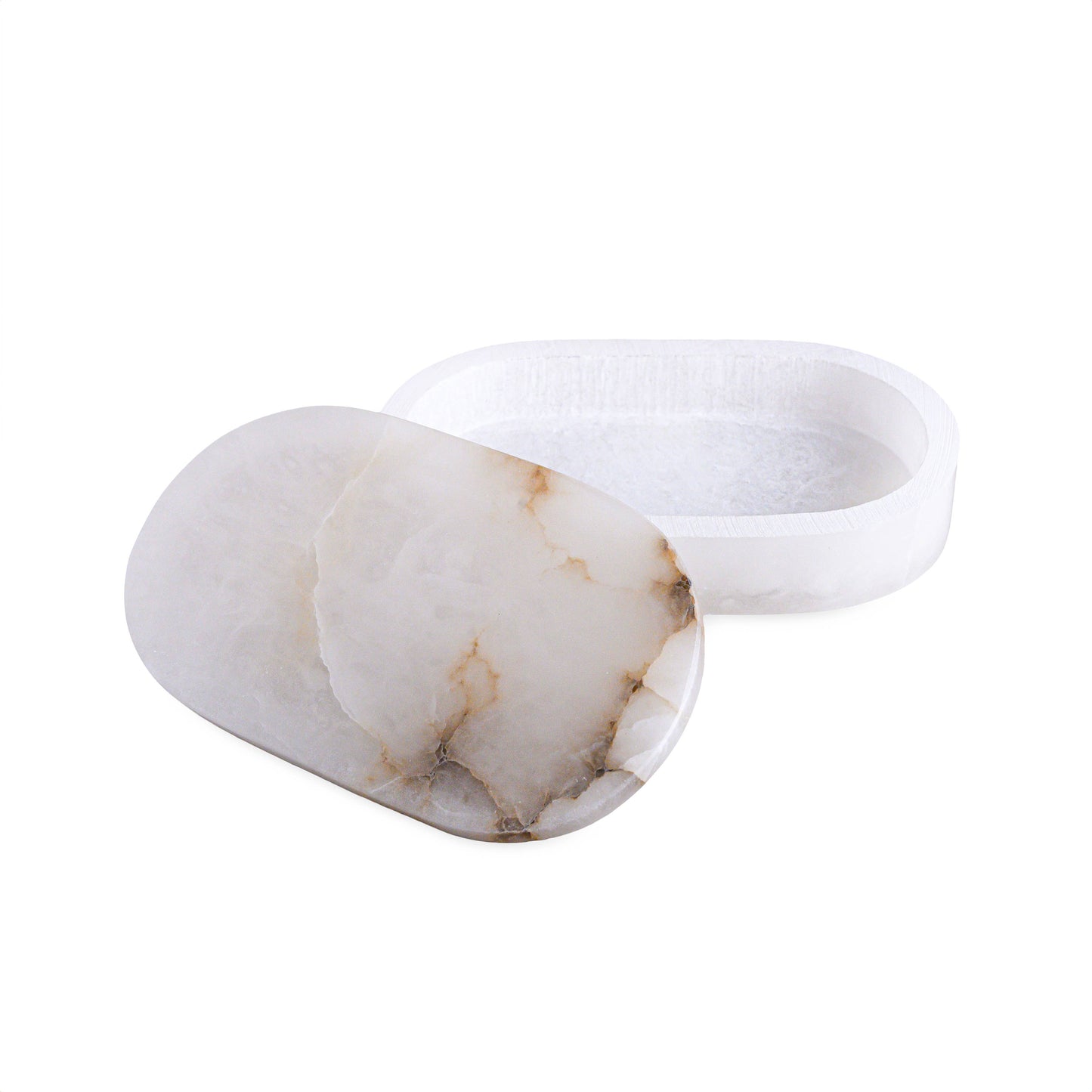 White Alabaster Oval Display Box