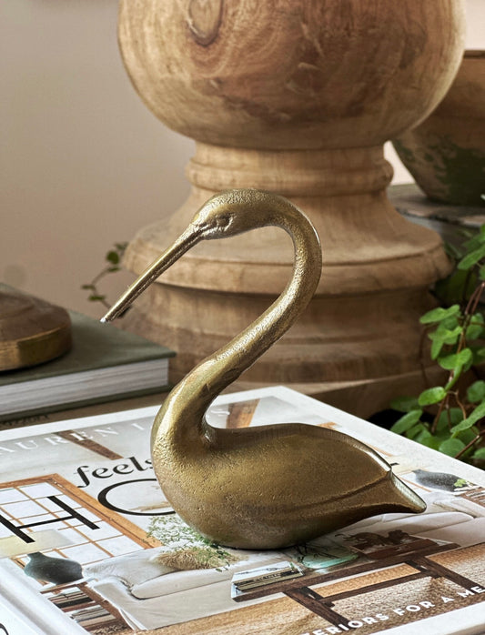 Cast Aluminum Bird, Antique Brass Finish