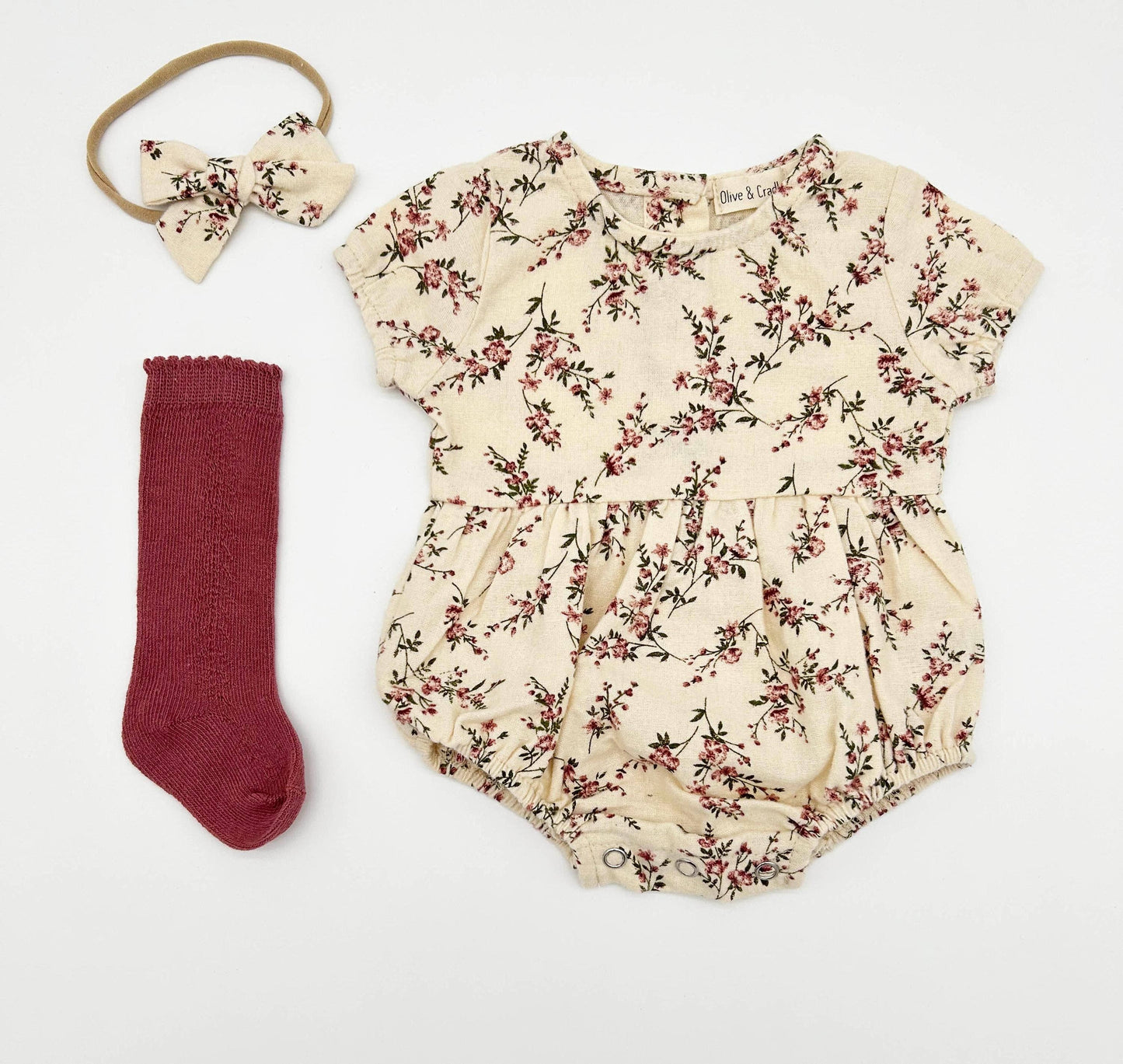 Anessa Romper Set: 2pc Sand+Cream / 0-3 months